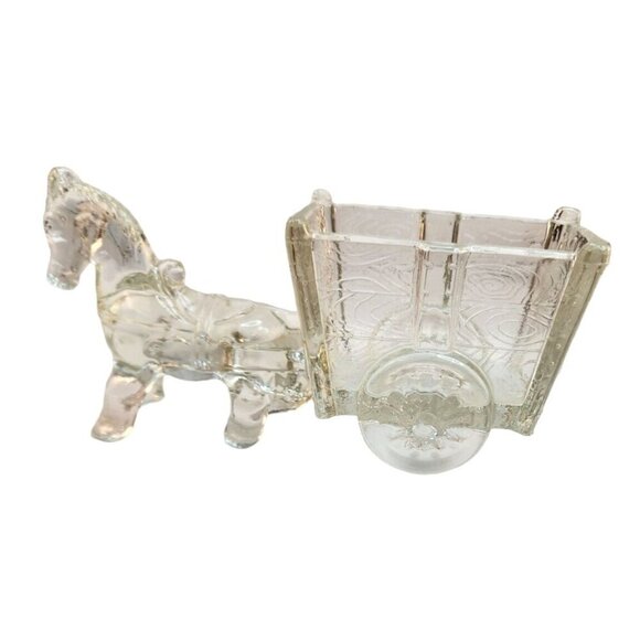 Vintage Large Jeannette Glass Candy Dish, Horse and Cart, - Picture 2 of 16